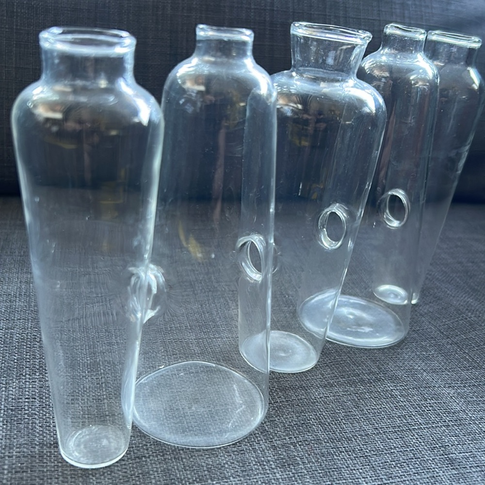 Vintage Handblown Quintuplet Clear Glass Jointed Multi-Vase #0401252B
